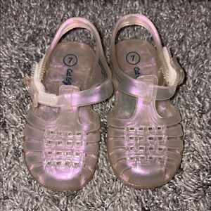 Cat & Jack Kids white metallic Pink Jelly Sandals size 7